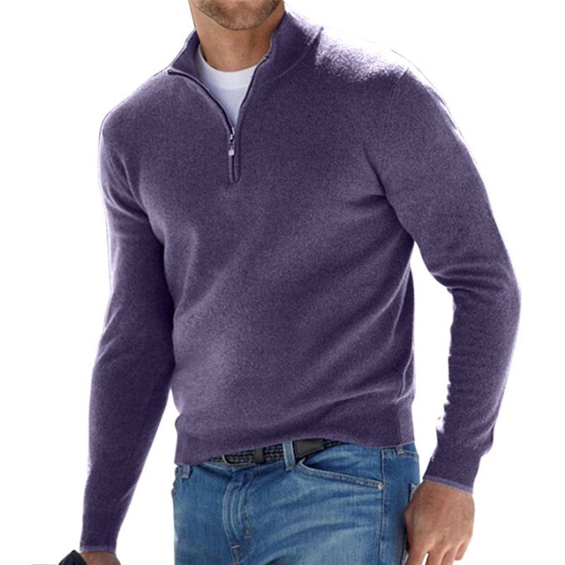 Men's Plain Pullover Half-Zip Sweatshirt