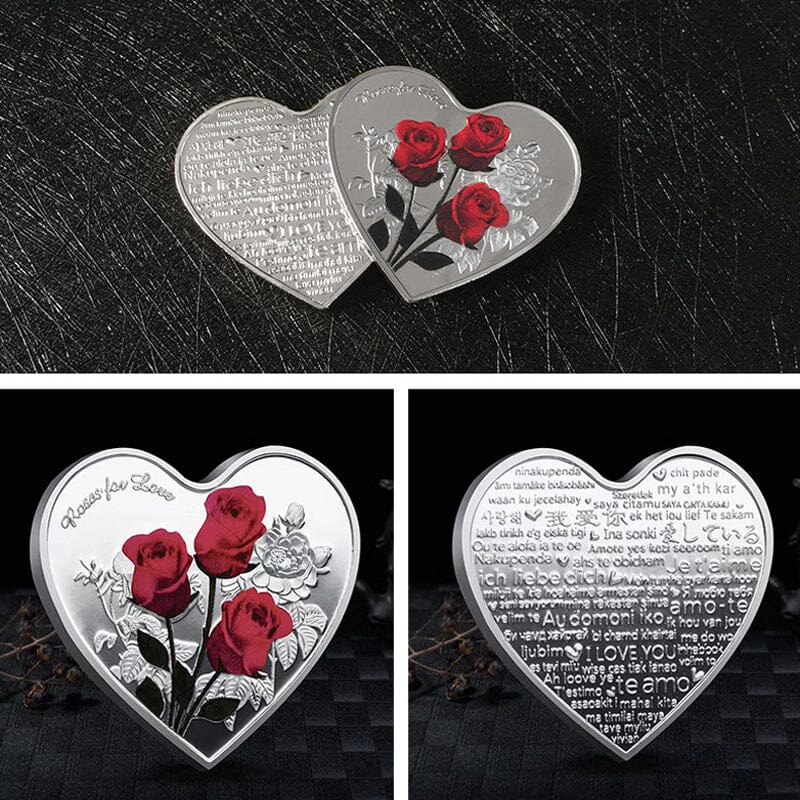 Love Gift🎁Rose Heart-Shaped Commemorative Coin