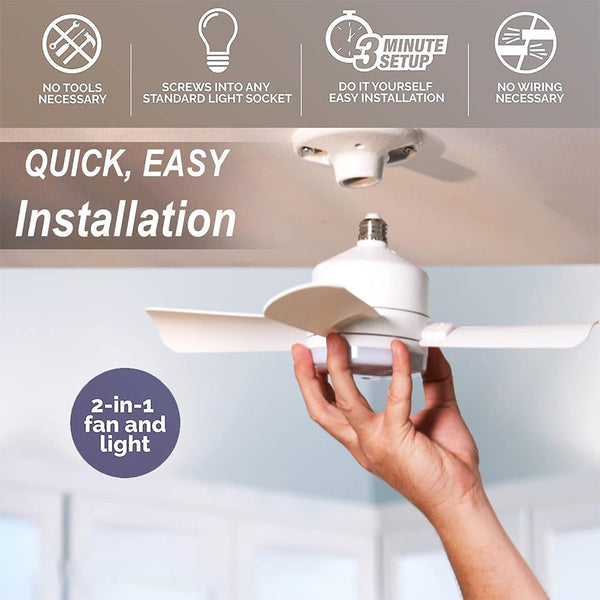 2-in-1 LED Ceiling Fan Light with Remote Control, E27/B22 Base