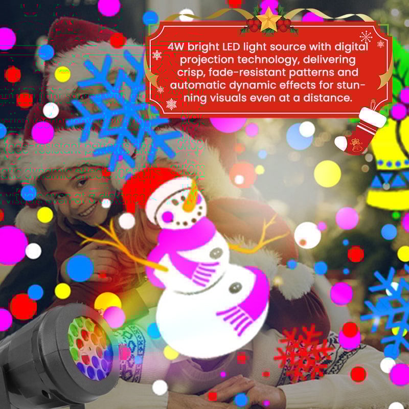 USB Powered 16 Patterns Snowflake LED Christmas Projector Lamp 360° Rotatable- Xmas Decor Atmosphere Lights