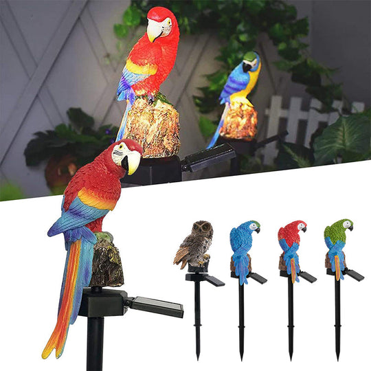 Garden Eagle Owl Parrot Statue LED Solar Light Outdoor Waterproof Lawn Lamp
