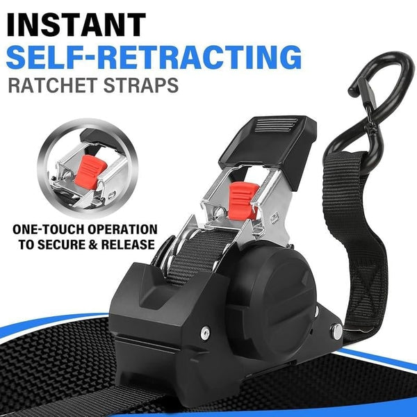 Retractable Ratchet Straps Tie-Downs - S-Hook