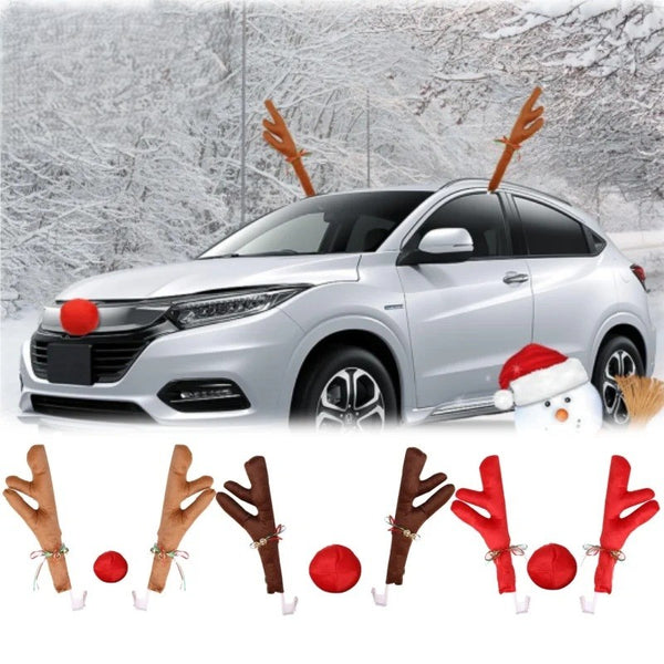 Christmas Car Reindeer Kit Antlers & Nose Set - Xmas Car Decoration