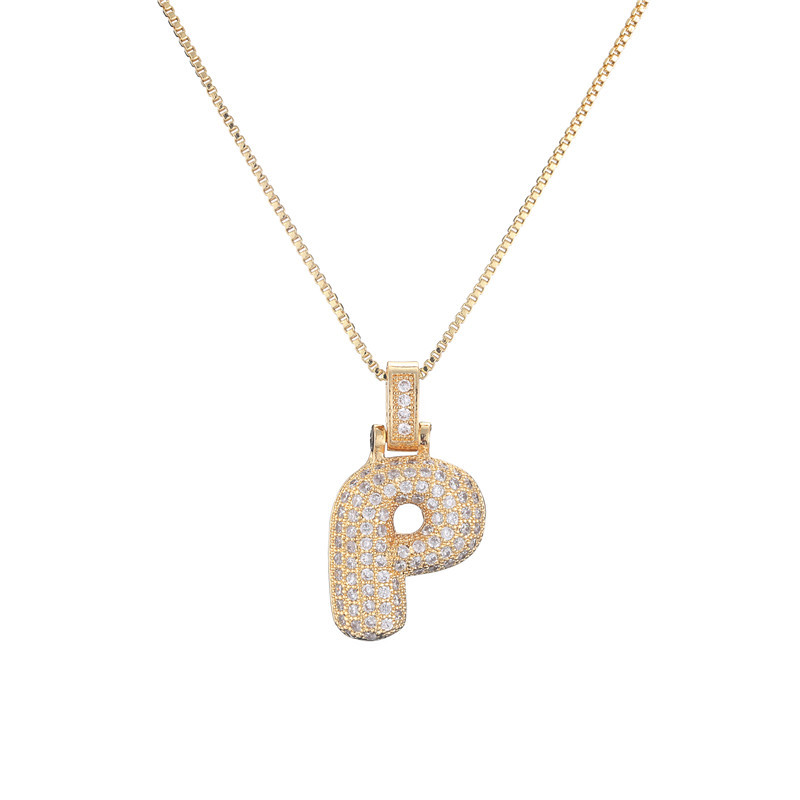 Iced Personalized Letter Crystal Pendant Necklace