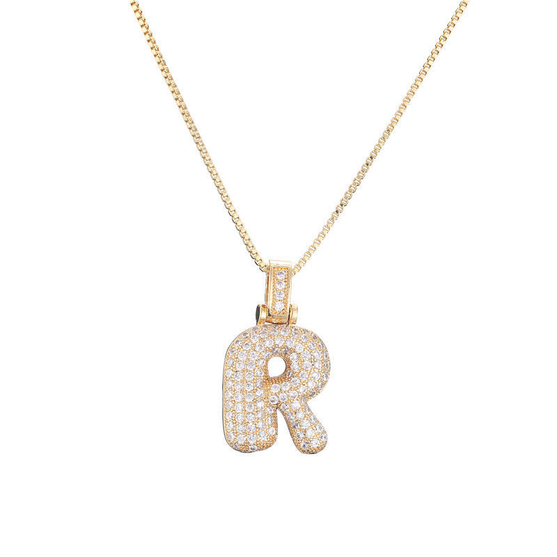 Iced Personalized Letter Crystal Pendant Necklace