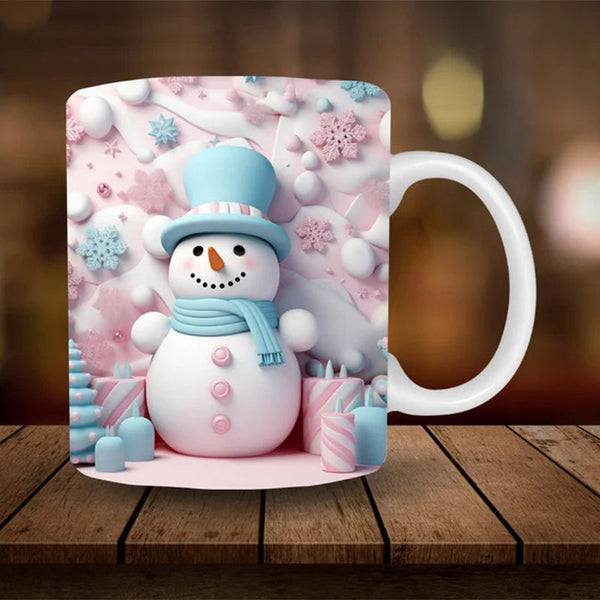 3D Snowman Ceramic Mug - Funny Christmas Gift