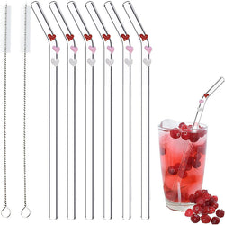6 PCS Reusable Stained Glass Straws with Cleaning Brush