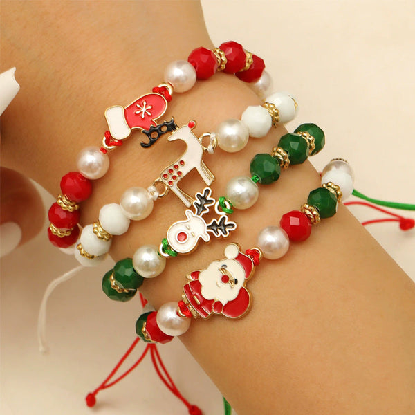4Pcs Christmas Santa Claus Elk Colorful Bracelet- Xmas Gift for Children