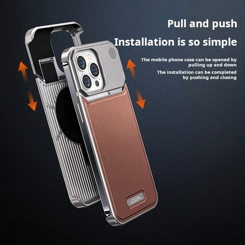 Luxury Leather Titanium Case For iPhone With Magsafe