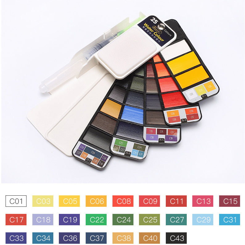 Solid Gouache Pigment Palette Handy Watercolor Travel Kit