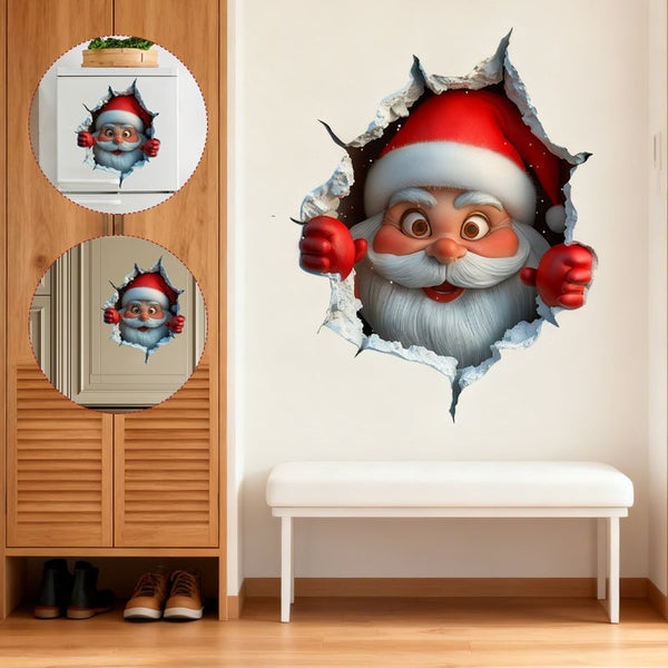 Christmas Santa Claus Cartoon Wall Sticker - Xmas Home Decor