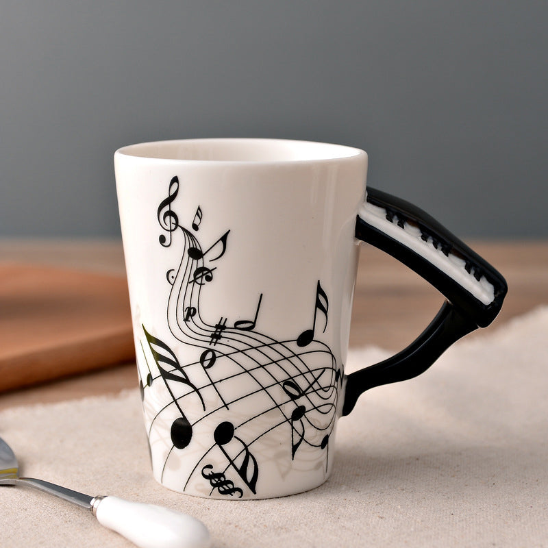Musicians Ceramic Coffee Mug, Musical Instrument Handle Cup