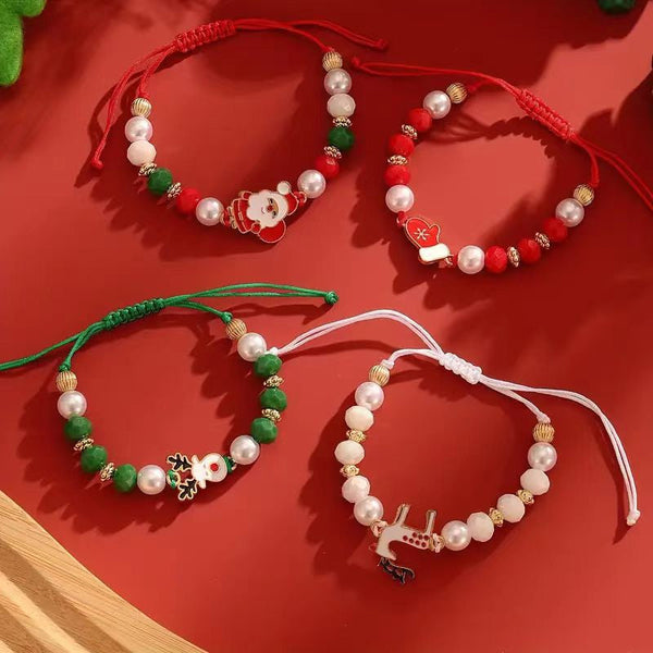 4Pcs Christmas Santa Claus Elk Colorful Bracelet- Xmas Gift for Children