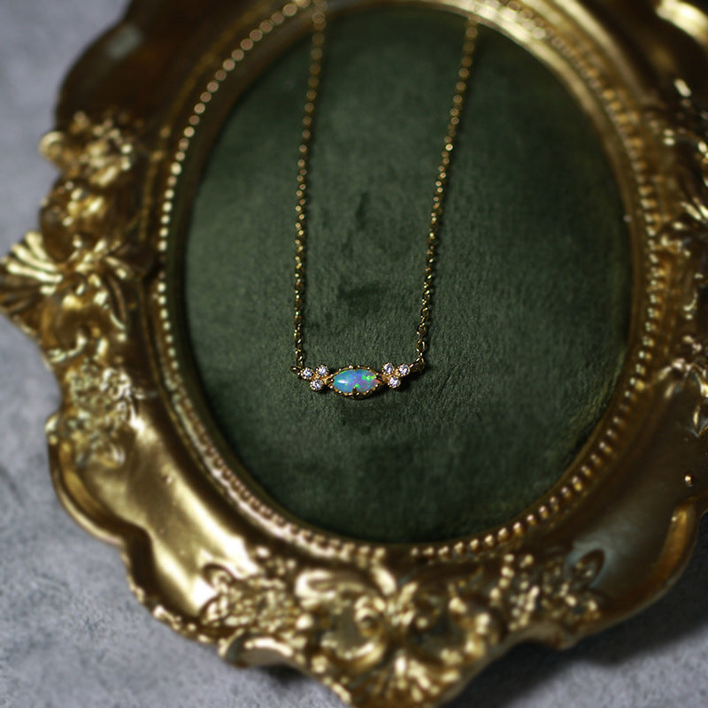 Natural Opal Oval Ring and Necklace