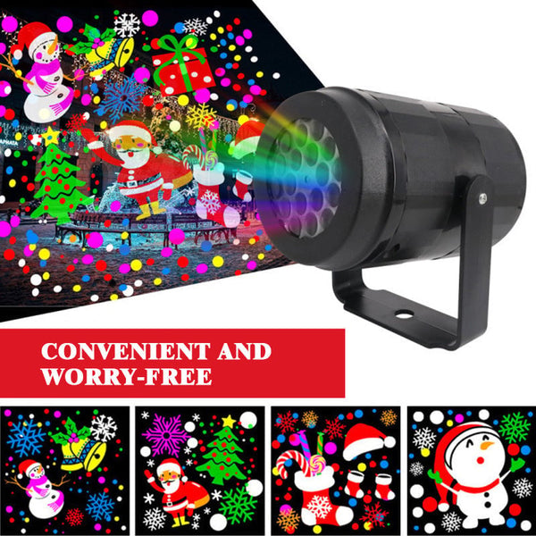 USB Powered 16 Patterns Snowflake LED Christmas Projector Lamp 360° Rotatable- Xmas Decor Atmosphere Lights