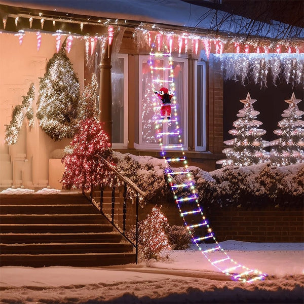 Christmas Ladder Decoration Lights With Santa Claus - Xmas Outdoor Decor Lights