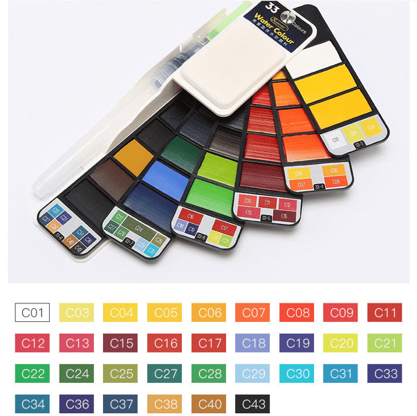 Solid Gouache Pigment Palette Handy Watercolor Travel Kit