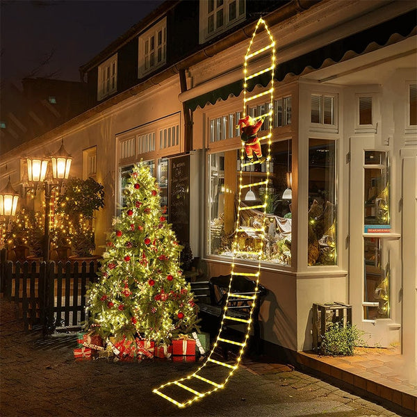 Christmas Ladder Decoration Lights With Santa Claus - Xmas Outdoor Decor Lights