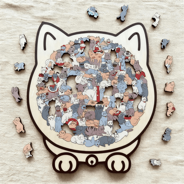 135-Piece Cat-Shaped Wooden Jigsaw Puzzle- Xmas gifts
