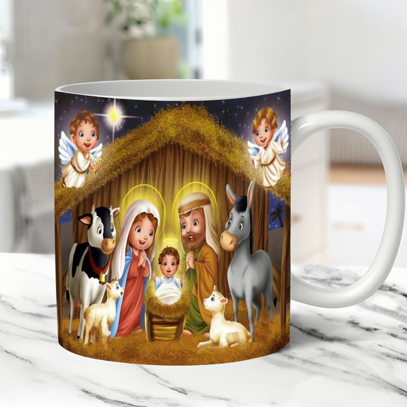 Vintage Christmas Nativity Scene Mug