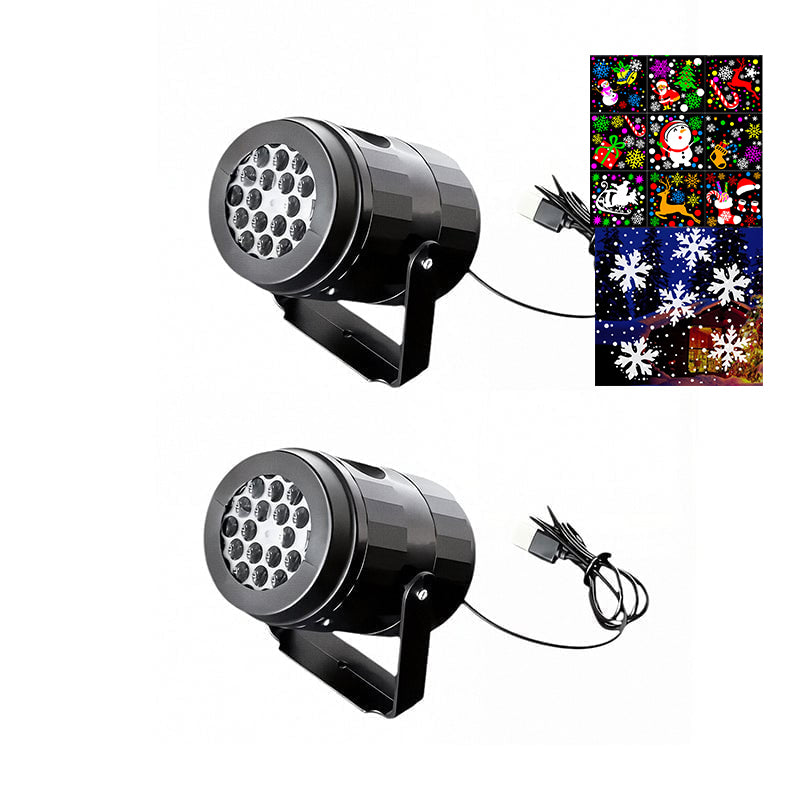 USB Powered 16 Patterns Snowflake LED Christmas Projector Lamp 360° Rotatable- Xmas Decor Atmosphere Lights