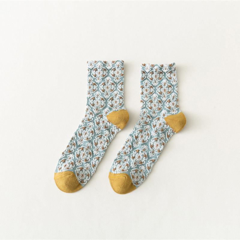 Retro Floral Cotton Socks