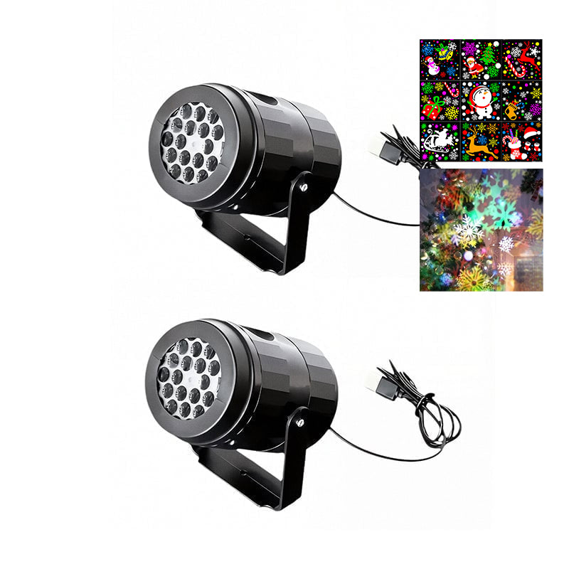 USB Powered 16 Patterns Snowflake LED Christmas Projector Lamp 360° Rotatable- Xmas Decor Atmosphere Lights