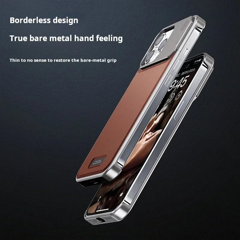 Luxury Leather Titanium Case For iPhone With Magsafe