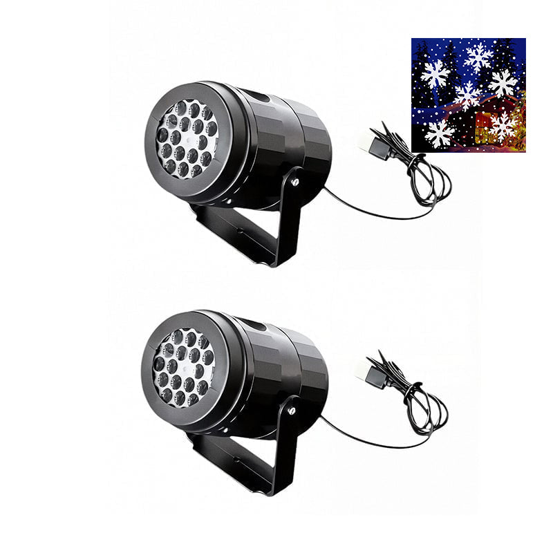USB Powered 16 Patterns Snowflake LED Christmas Projector Lamp 360° Rotatable- Xmas Decor Atmosphere Lights