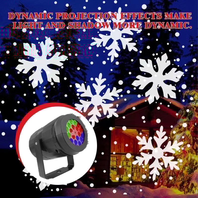 USB Powered 16 Patterns Snowflake LED Christmas Projector Lamp 360° Rotatable- Xmas Decor Atmosphere Lights