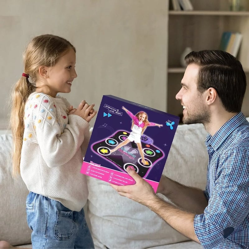 Music Dance Mat with Light Up 6-Buttons & Wireless Bluetooth - Xmas Gifts for Kids