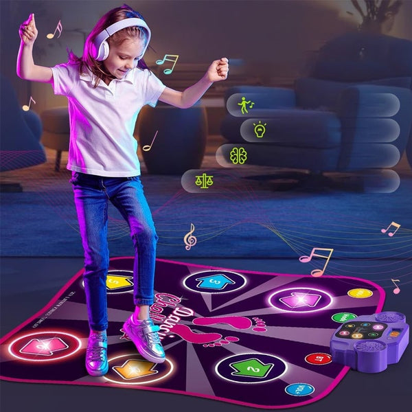 Music Dance Mat with Light Up 6-Buttons & Wireless Bluetooth - Xmas Gifts for Kids