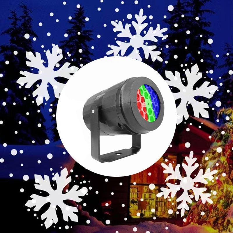USB Powered 16 Patterns Snowflake LED Christmas Projector Lamp 360° Rotatable- Xmas Decor Atmosphere Lights