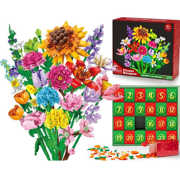 Flower Bouquet Building Block Christmas Advent Calendar Set - Christmas Gift