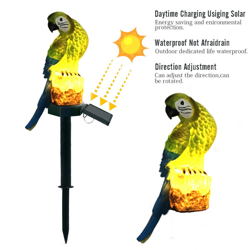 Garden Eagle Owl Parrot Statue LED Solar Light Outdoor Waterproof Lawn Lamp