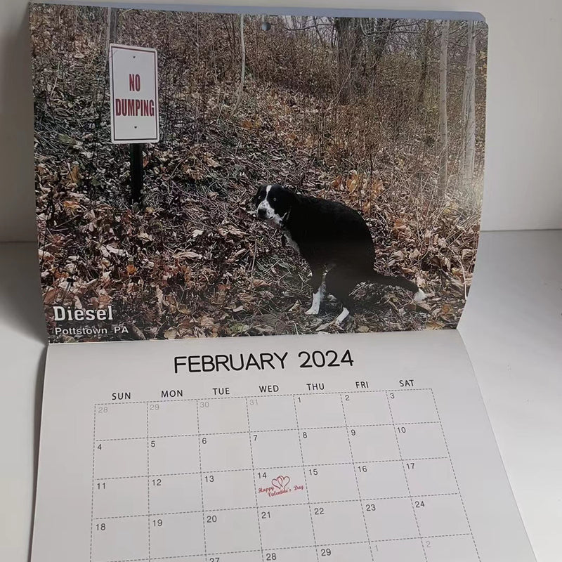 📅2024 Funniest Calendar-Dogs Pooping in Beautiful Places | "Artistic Expression" of Furry Friends