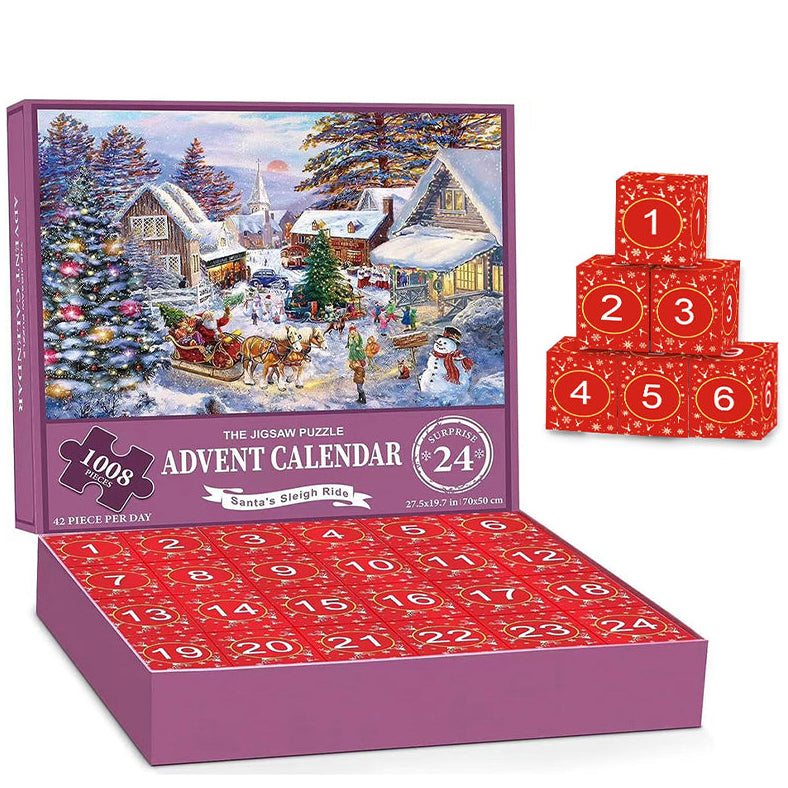 Christmas Jigsaw Advent Calendar Puzzle Blind Box 24 Parts