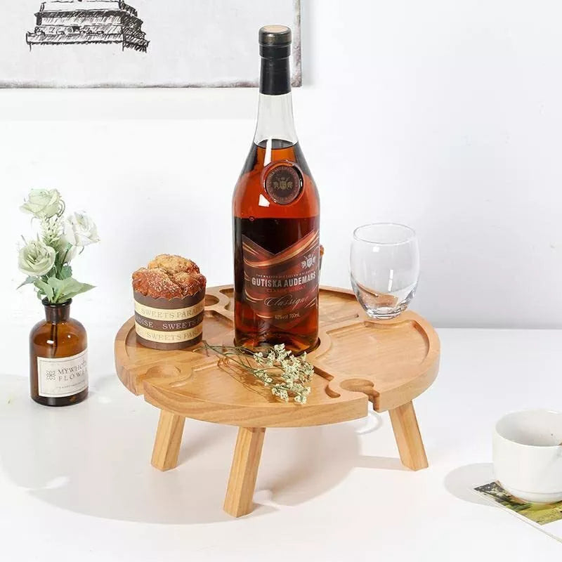 Wooden Outdoor Folding Picnic Table-With Glass Holder