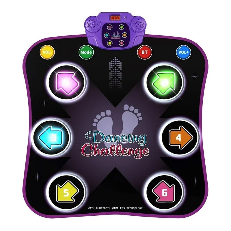 Music Dance Mat with Light Up 6-Buttons & Wireless Bluetooth - Xmas Gifts for Kids