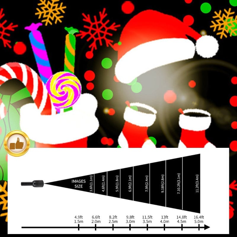 USB Powered 16 Patterns Snowflake LED Christmas Projector Lamp 360° Rotatable- Xmas Decor Atmosphere Lights