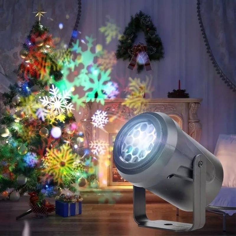 USB Powered 16 Patterns Snowflake LED Christmas Projector Lamp 360° Rotatable- Xmas Decor Atmosphere Lights