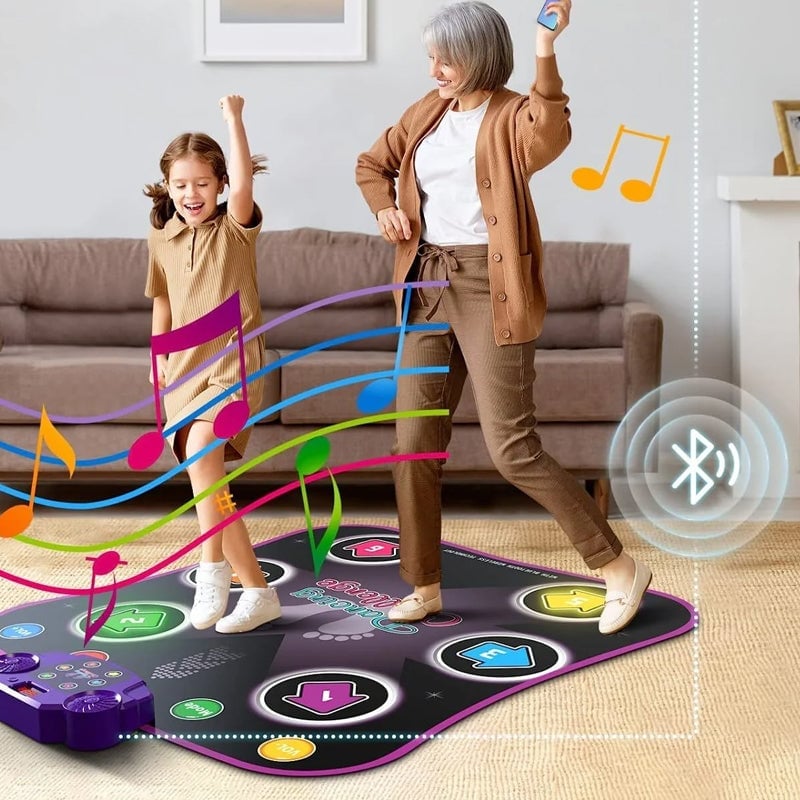 Music Dance Mat with Light Up 6-Buttons & Wireless Bluetooth - Xmas Gifts for Kids