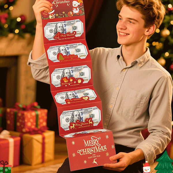 Foldable 6-Slot Christmas Red Money/Card Holder Envelope - Xmas Gift