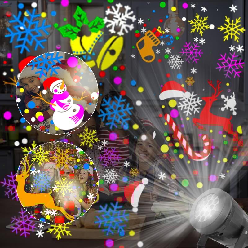 USB Powered 16 Patterns Snowflake LED Christmas Projector Lamp 360° Rotatable- Xmas Decor Atmosphere Lights