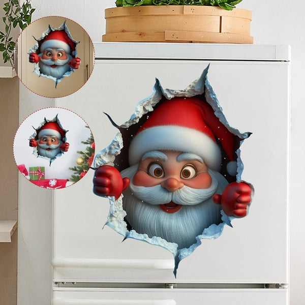 Christmas Santa Claus Cartoon Wall Sticker - Xmas Home Decor