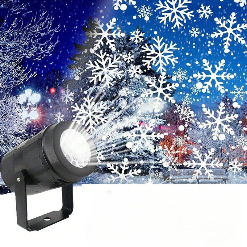 USB Powered 16 Patterns Snowflake LED Christmas Projector Lamp 360° Rotatable- Xmas Decor Atmosphere Lights