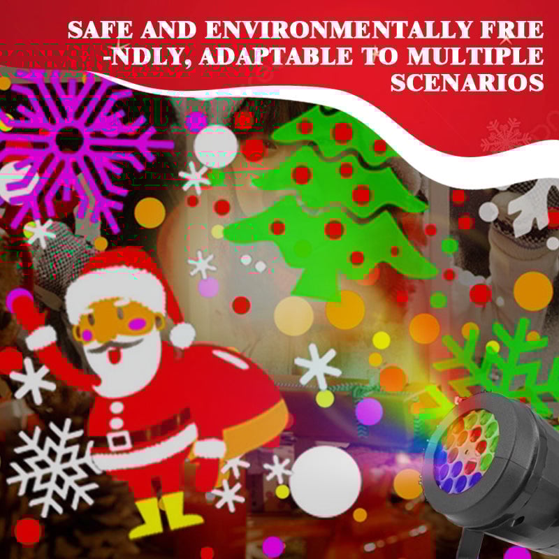 USB Powered 16 Patterns Snowflake LED Christmas Projector Lamp 360° Rotatable- Xmas Decor Atmosphere Lights