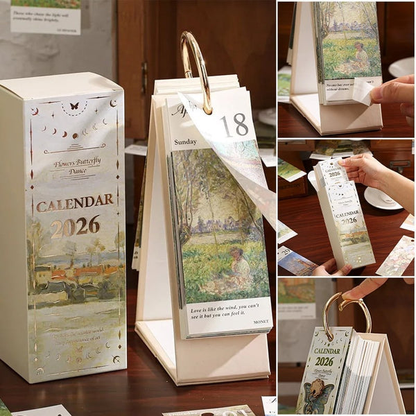 2026 Vintage Oil Painting Slim Calendar | New Year Calendar