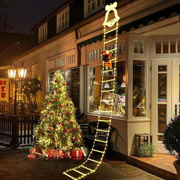 Christmas LED Santa Claus Climbing Ladder Lights - Xmas Outdoor Decor Lights