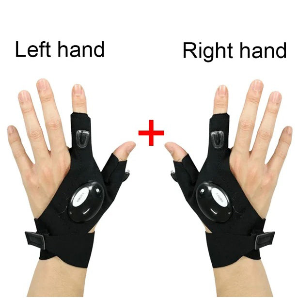 LED Flashlight Waterproof Gloves - Practical Durable Fingerless Gloves